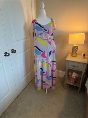 Isabel Maternity by Ingrid & Isabel Multicolor Abstract Scoop-Neck Maxi Dress